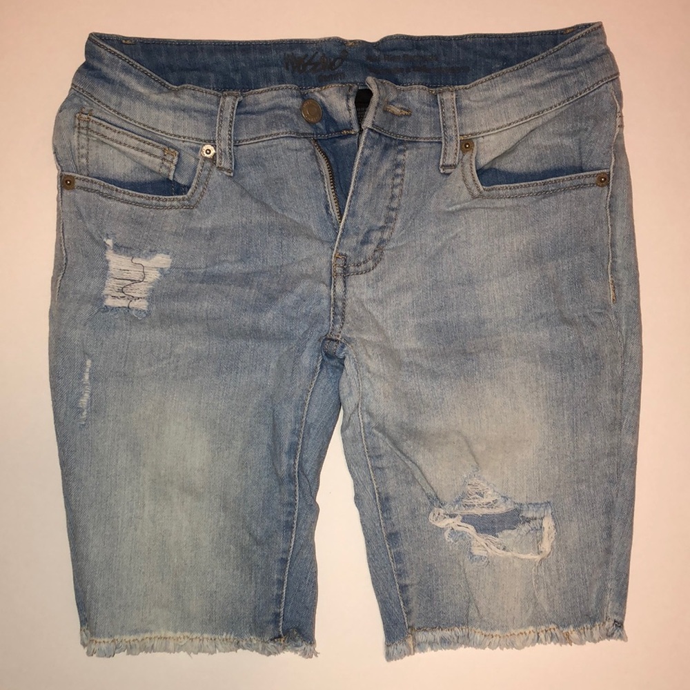 Light wash denim shorts